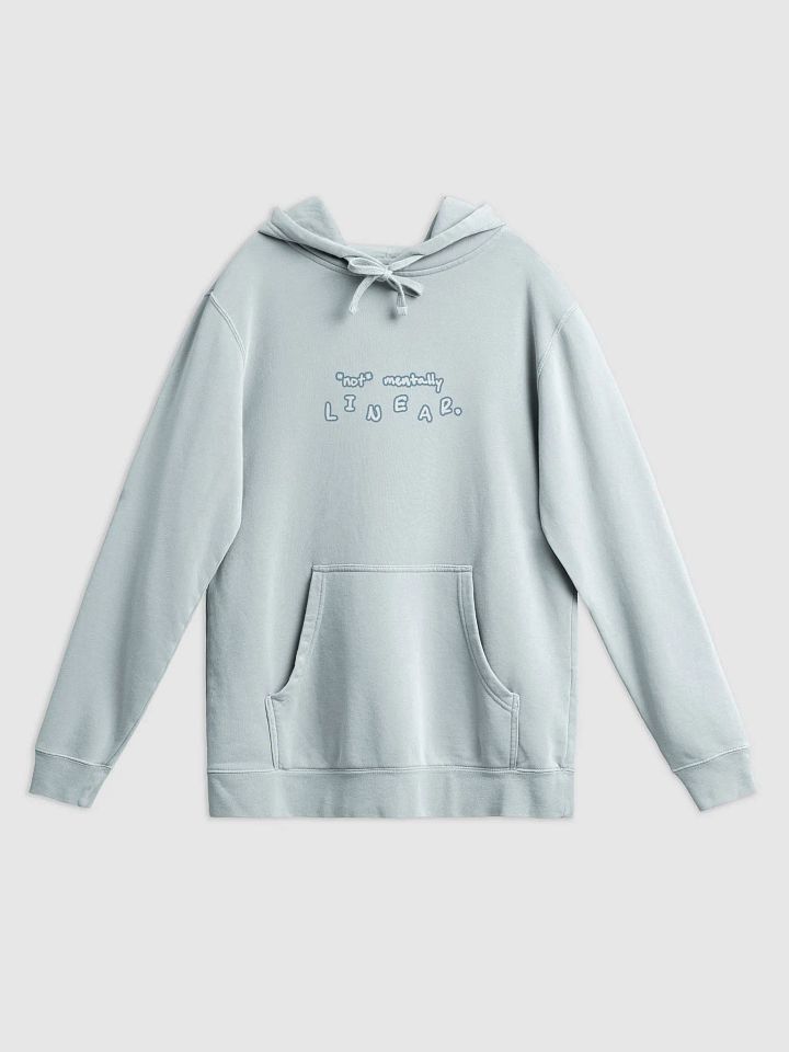 *not* mentally linear (lined design, #709AAF) printed pigment hoodie product image (21)