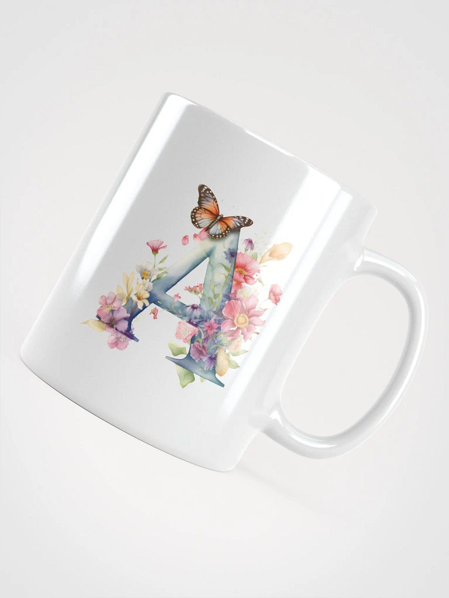 Letter A Monogram Floral Fantasy White Glossy Mug product image (12)