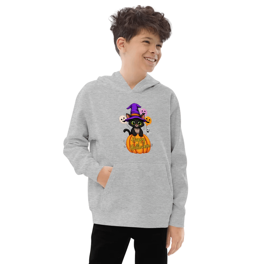 Witchy Sitting Pumpkin Cat Youth Pullover Fleece product image (25)