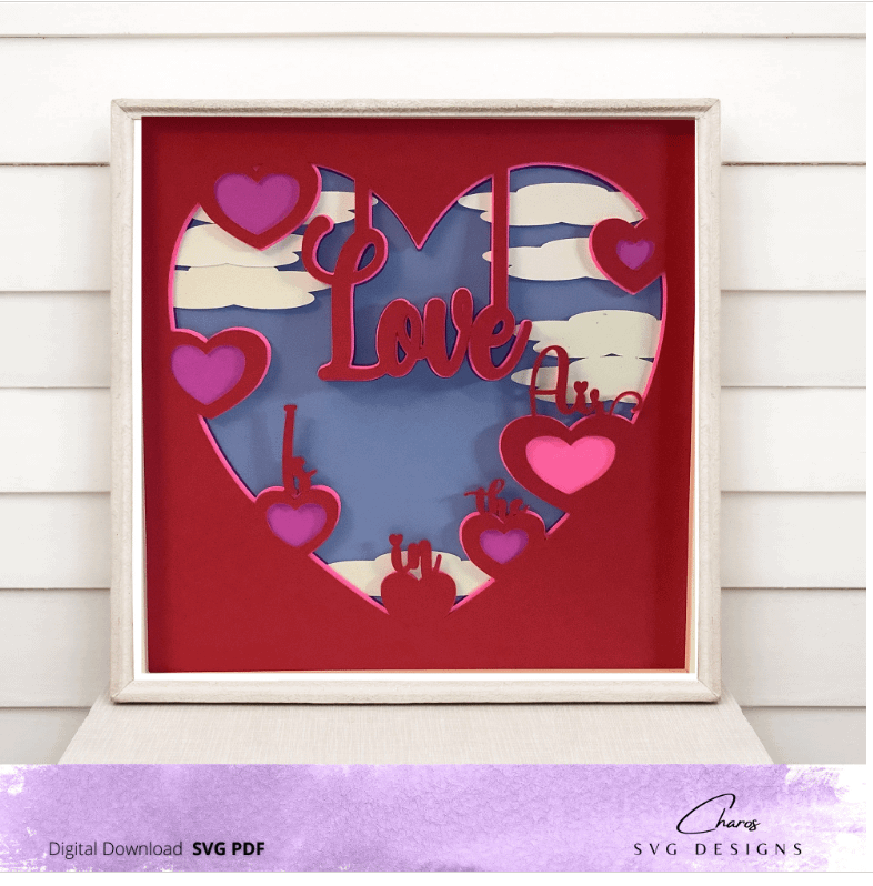 3D Love Is In The Air Valentine SVG Layered Shadow Box Design product image (4)