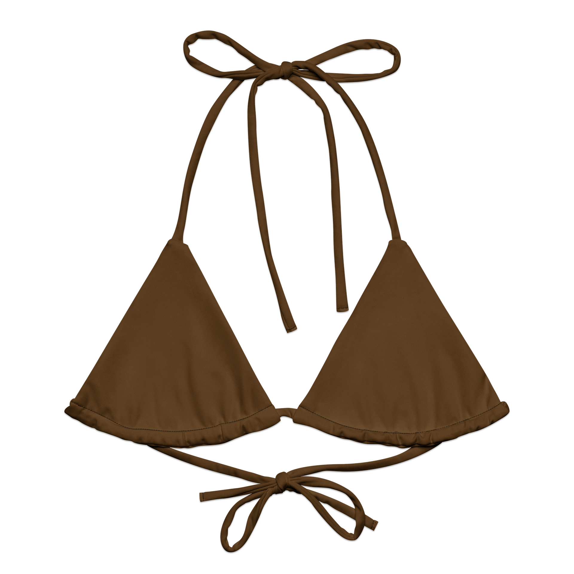 Chestnut Brown Solid Color String Bikini Top product image (1)
