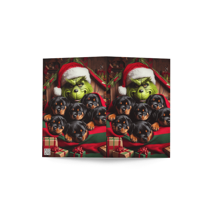 Grinch & Rottweiler Puppies Holiday Greeting Card product image (4)