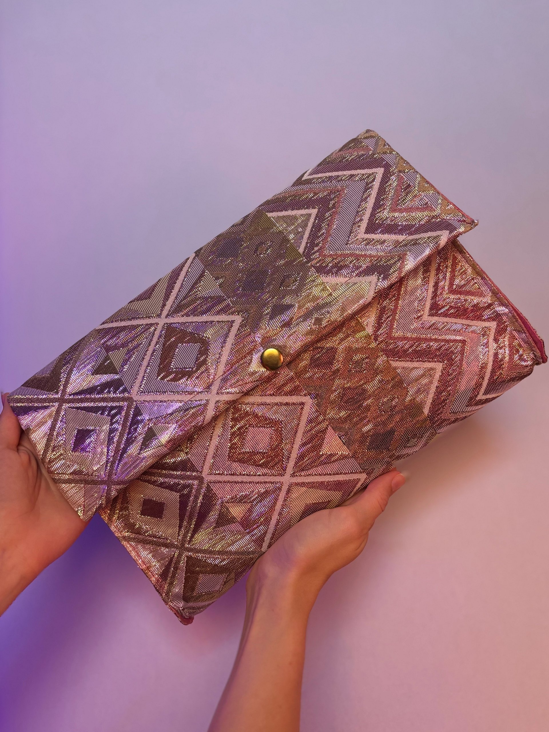 Jumbo Clutch (Pink and Gold Metallic Diamonds) product image (5)