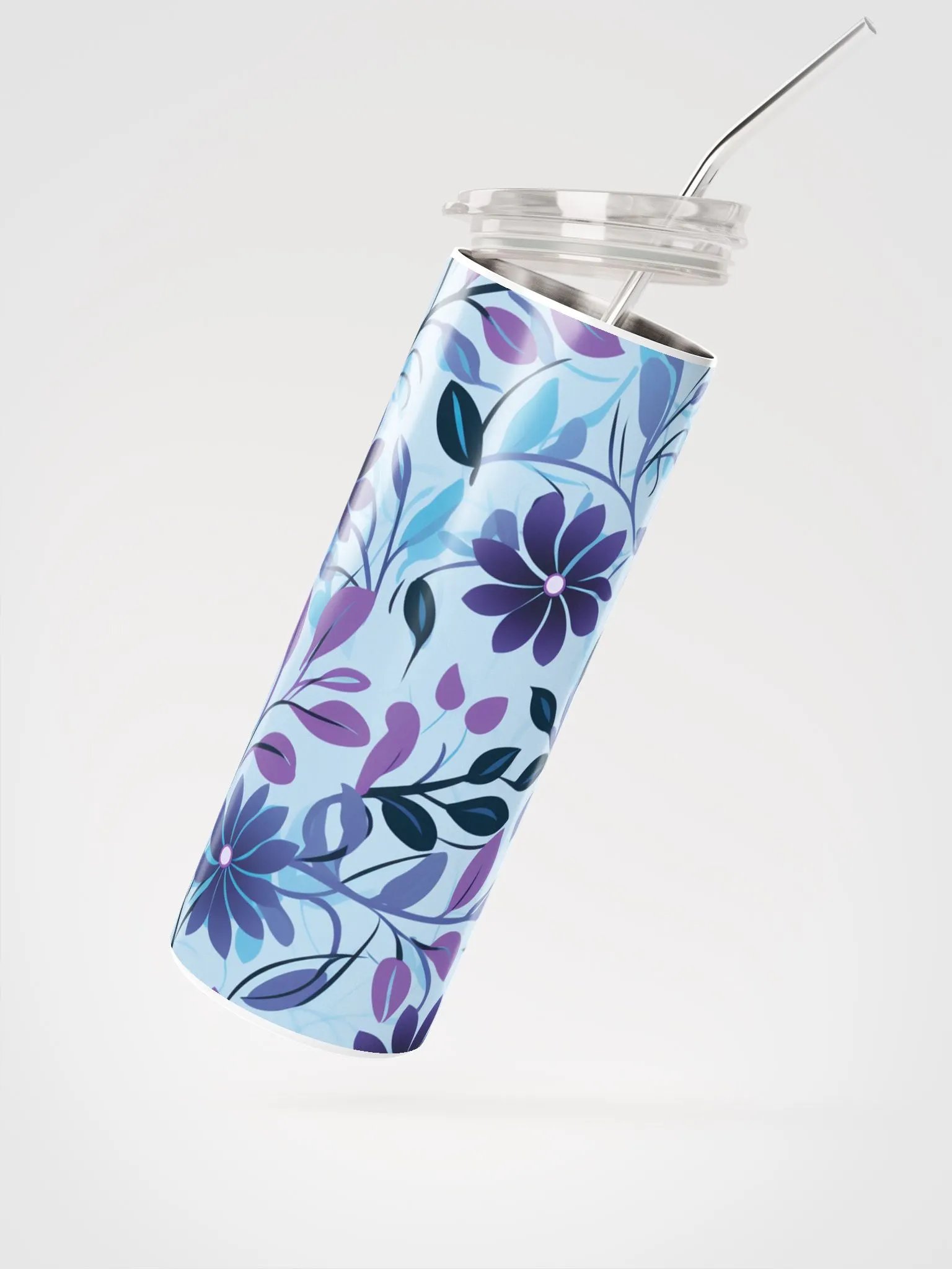 Pastel Purple Blue Tree Leaves Nature Stainless Steel Insulated Tumbler product image (2)