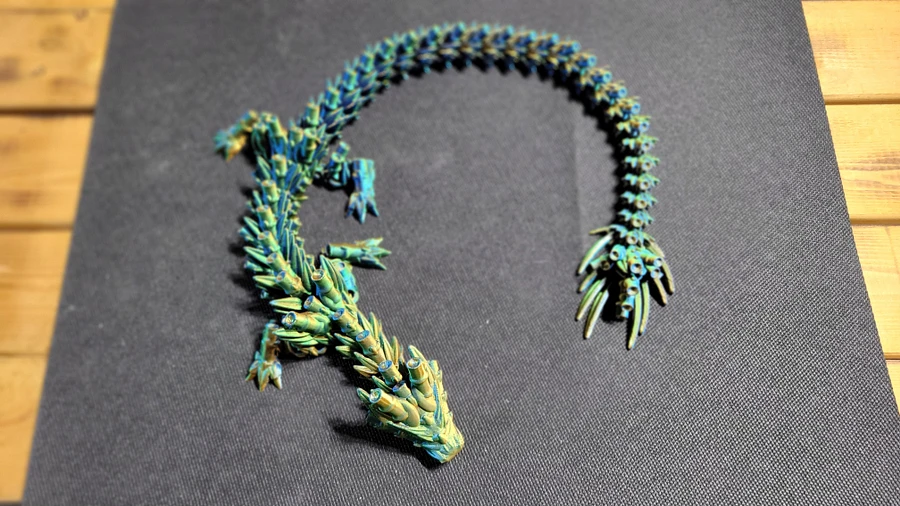 Articulated Bamboo Dragon (Silk Blue, Green, Orange) product image (3)