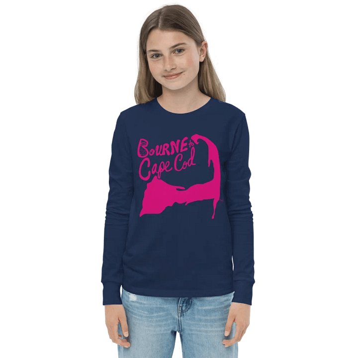 Girls' | BOURNE to Cape Cod™ | Youth Long Sleeve Tee | Coastal Cool for the Next Generation | Pink Logo product image (17)