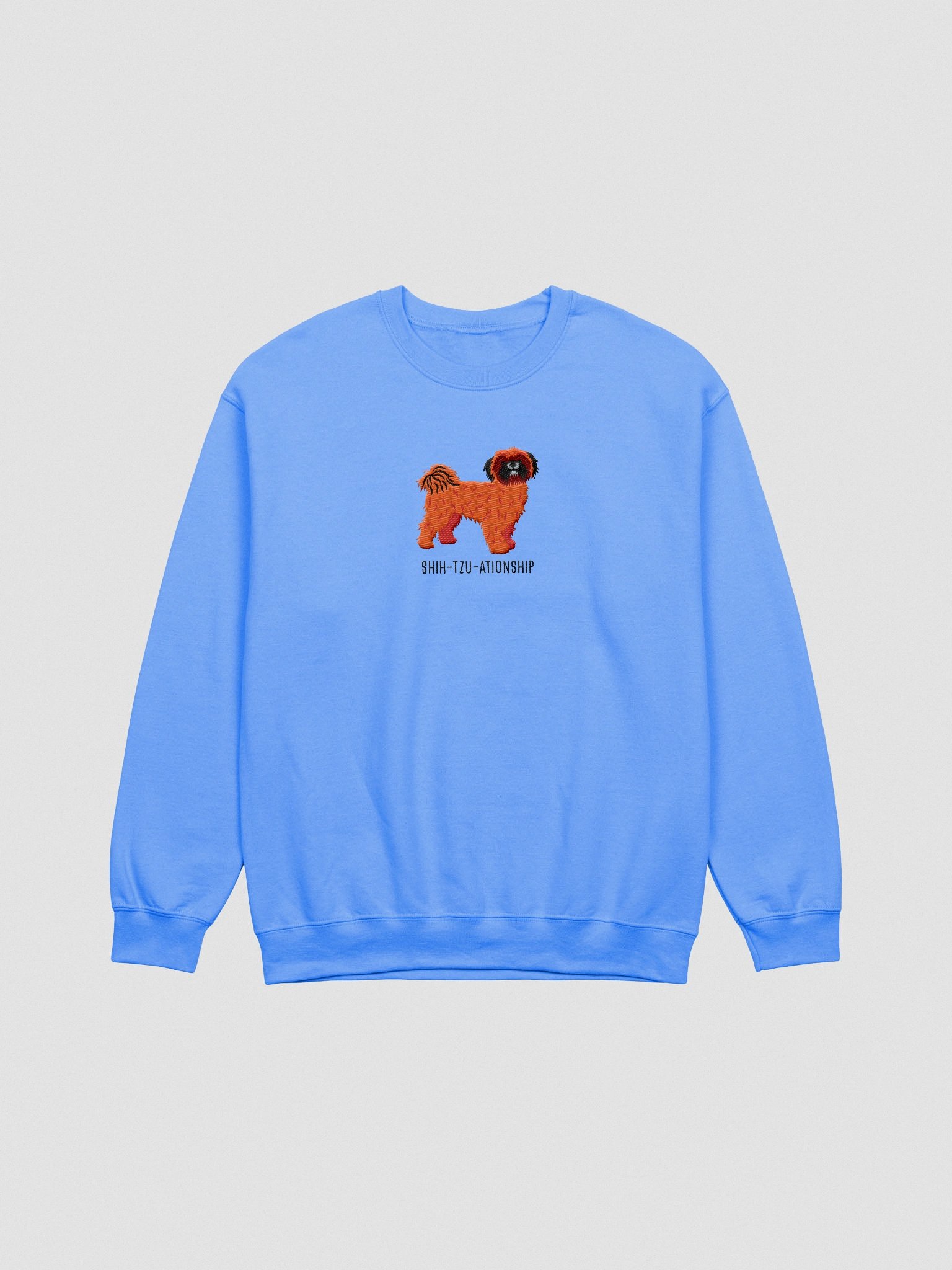 Shih-Tzu-ationship Sweatshirt (Embroidered) of a Shih Tzu(Red, Black Mask) product image (4)