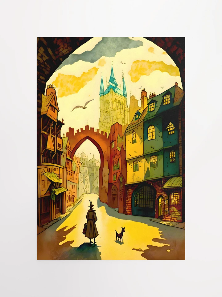 Medieval European Town Illustration Matte Poster product image (2)