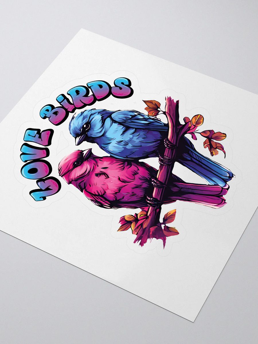 Love Birds Kiss Cut Stickers - Colorful & Elegant Romantic Bird Stickers for Couples product image (3)