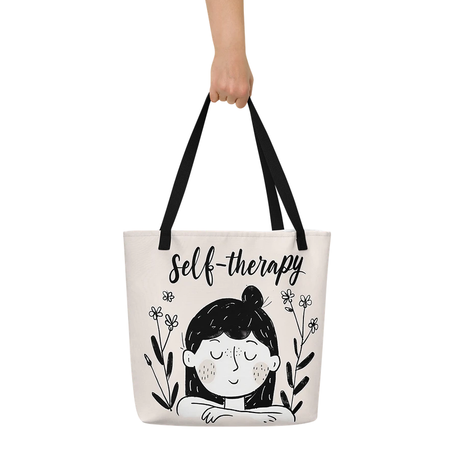 Tote Bag: Charming Minimalist Illustration Design for Women Practicing Self Therapy product image (9)