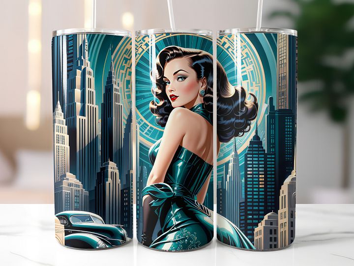 Art Deco Flapper Girl 20 oz Skinny Stainless Steel Tumbler - v3 product image (2)
