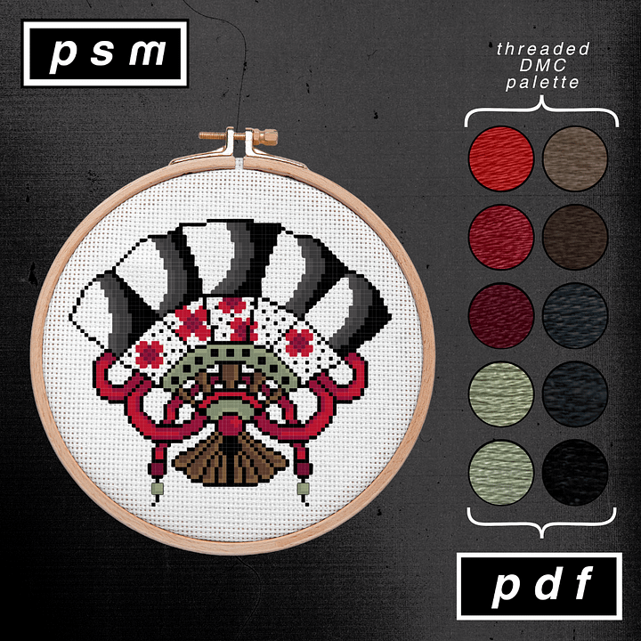 Red Flower Sensu Ornamental Fan Pattern product image (1)