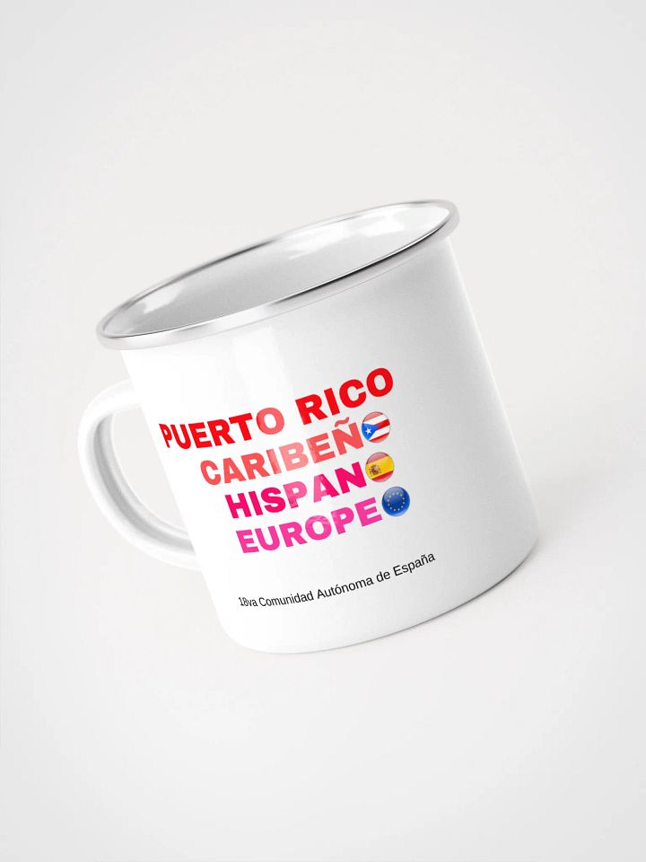 Taza esmaltada blanca - Puerto Rico Caribeño Hispano Europeo product image (1)