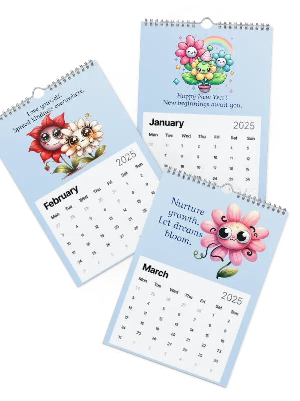 2025 Wall Calendar With Kawaii Style Flowers and Inspirations product image (2)