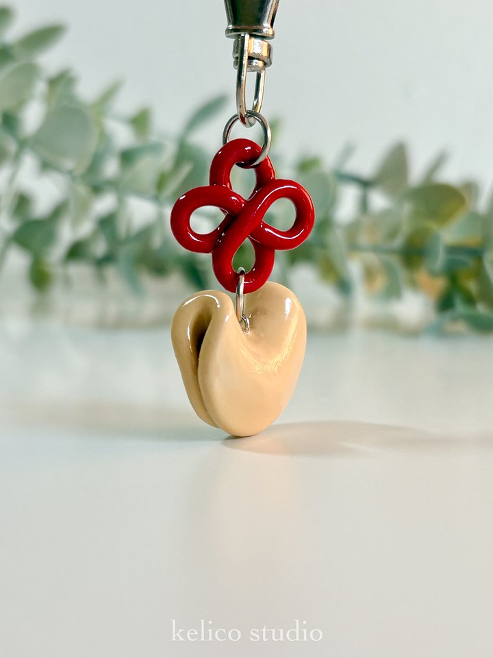 fortune cookie cat • clay keychain product image (2)