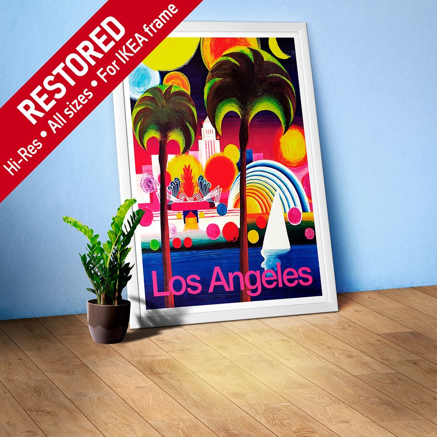 Los Angeles, USA, 1960s — retro vintage travel poster, retro travel art, retro travel wall art, LGBT art poster product image (1)