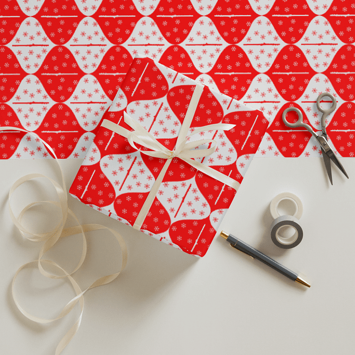 Flutes and Snowflakes - Alto - Red Gift Wrap Paper product image (2)