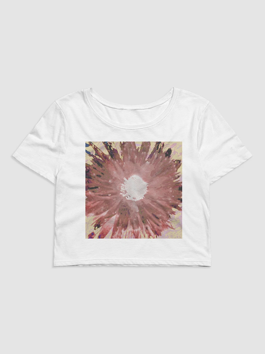 Abstract Pink Daisy Light on a Pink Patterned Background Women's Cropped T Shirt product image (1)