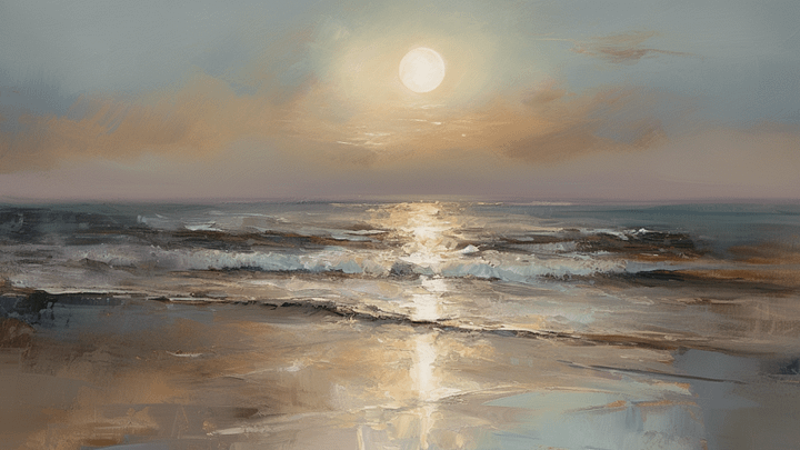 Vintage TV Art Seascape Painting - No Frame, Digital Download product image (1)