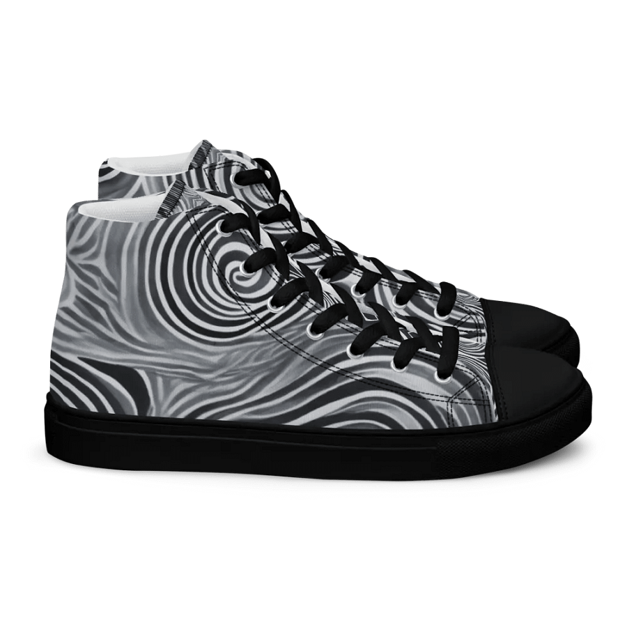 Funky Black & White Noir Liquid Tie-Dye Men's High-Top Canvas Shoes product image (3)