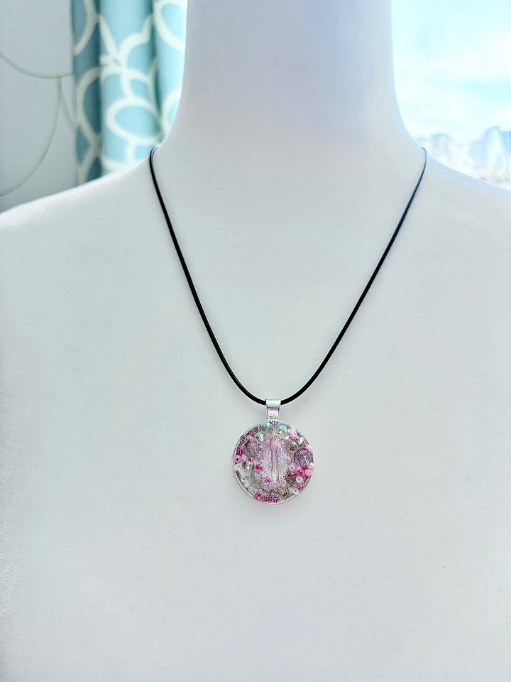 Pink Blush Confetti Necklace | Sparkly Preppy Pendant | by Monique Faella Designs™ | MFD-00005 product image (2)