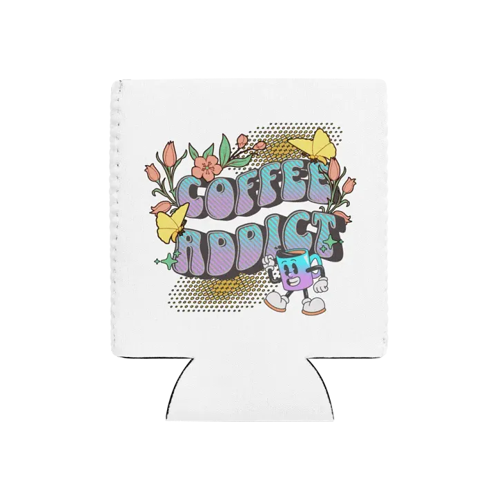 Coffee Addict Mascot Mug Whimsical Can Cooler product image (1)