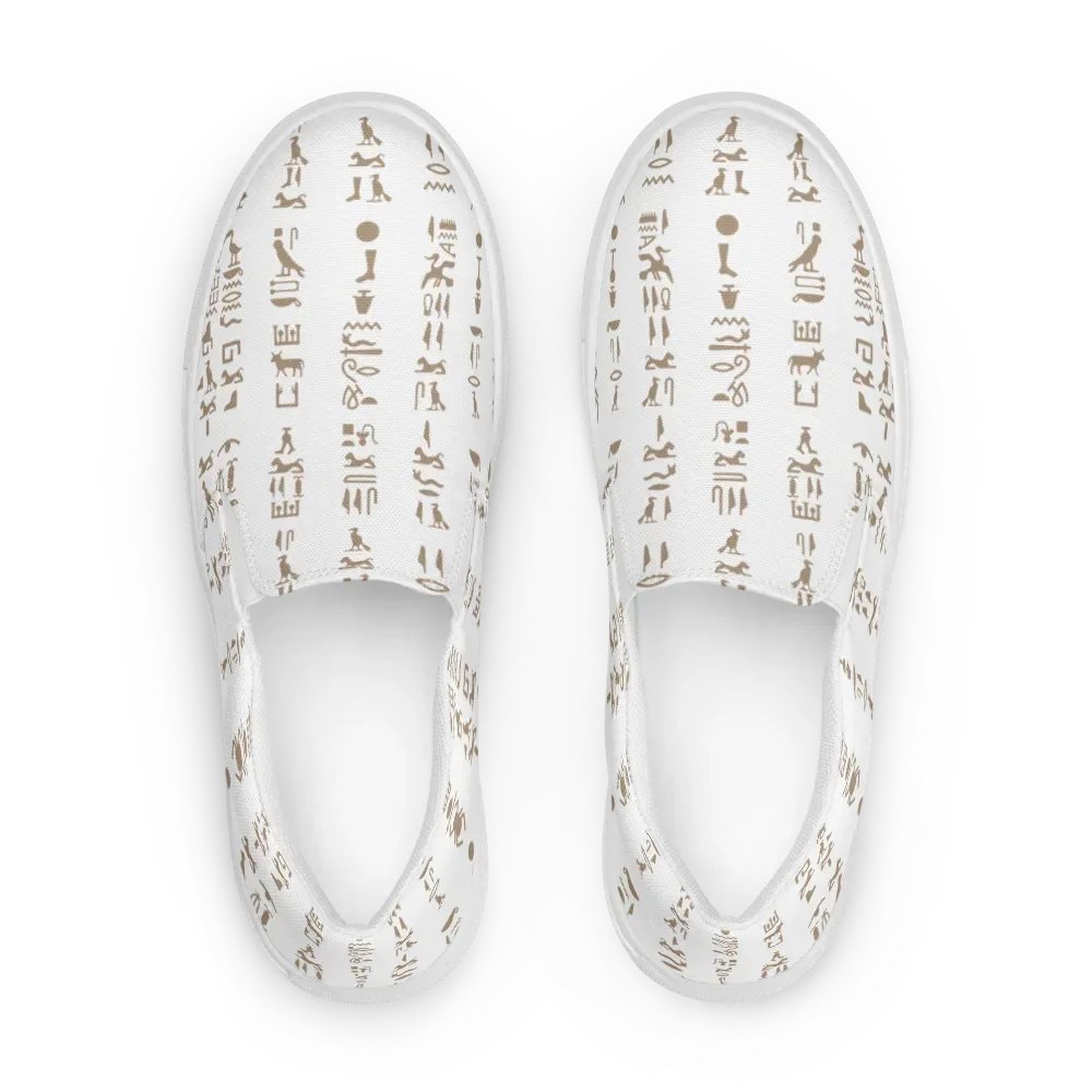 Isis Hieroglyphics White Women's Slip-Ons Shoes product image (1)