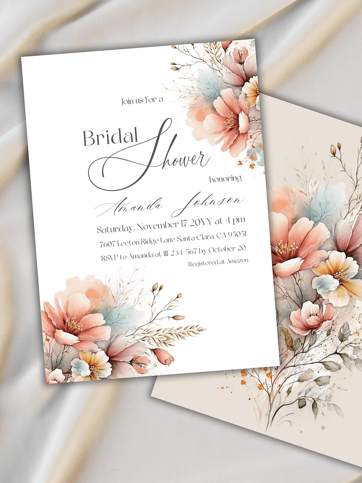 Boho Bridal Shower Invitation for a Rustic Floral Party Theme, Wildflower Themed Wedding Shower Invite Canva Template, Digital Download product image (2)
