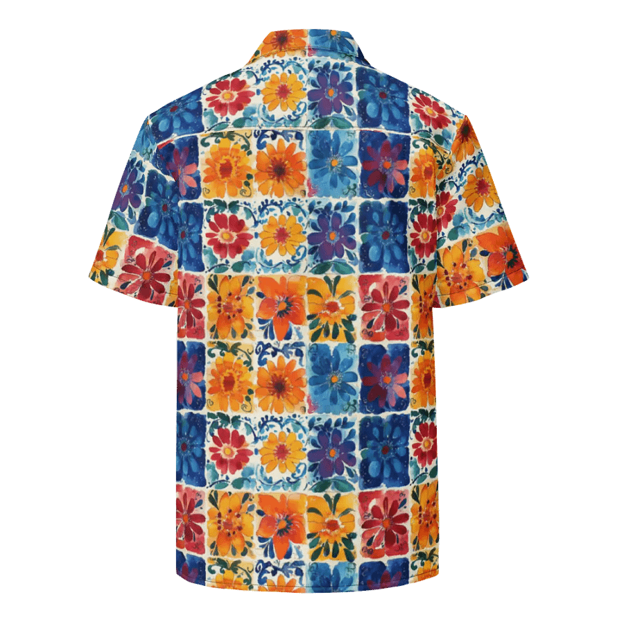 Colorful Patchwork Papel Picado Pattern-Textured Floral Hawaiian Shirt product image (2)