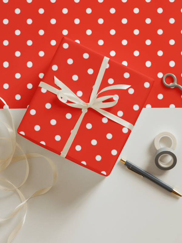 White Polka Dots on Red Wrapping Paper Sheets product image (1)