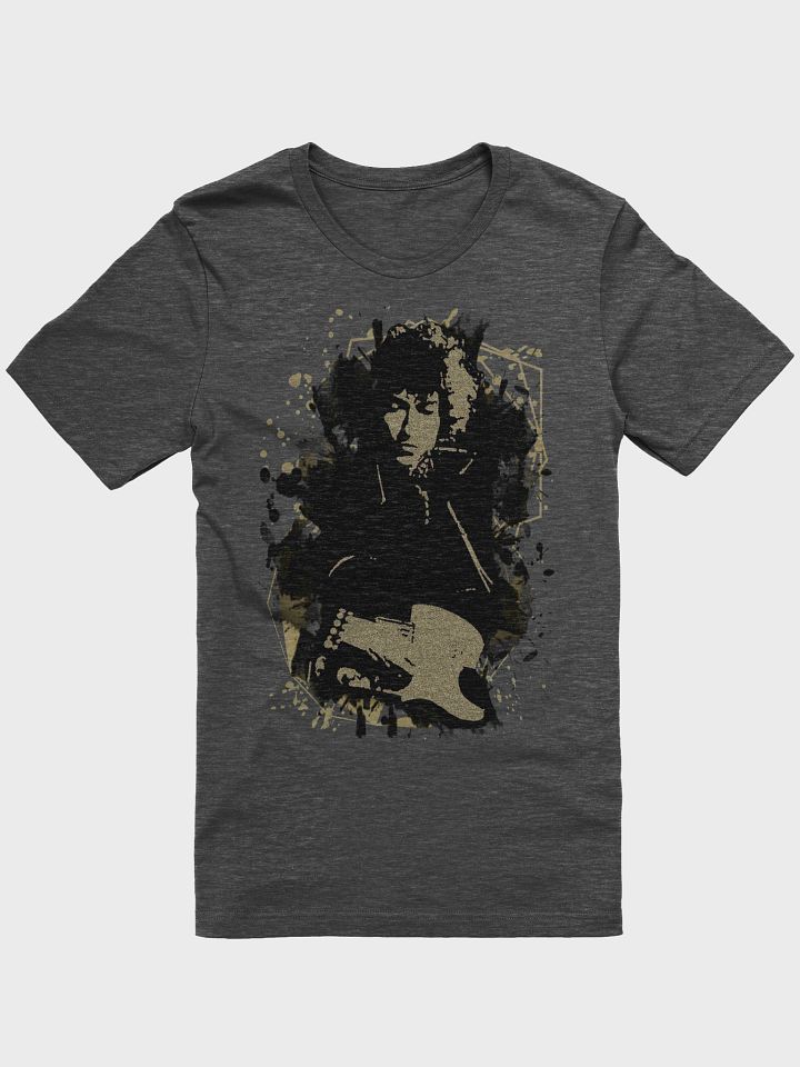 Bob Dylan guitar playing T-Shirt. Black and gold sand art. product image (1)