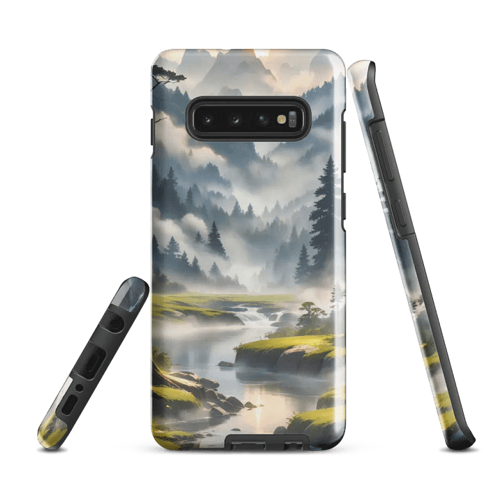 Misty Mountains Samsung Tough Case – Enchanting Forest River in Morning Fog product image (3)