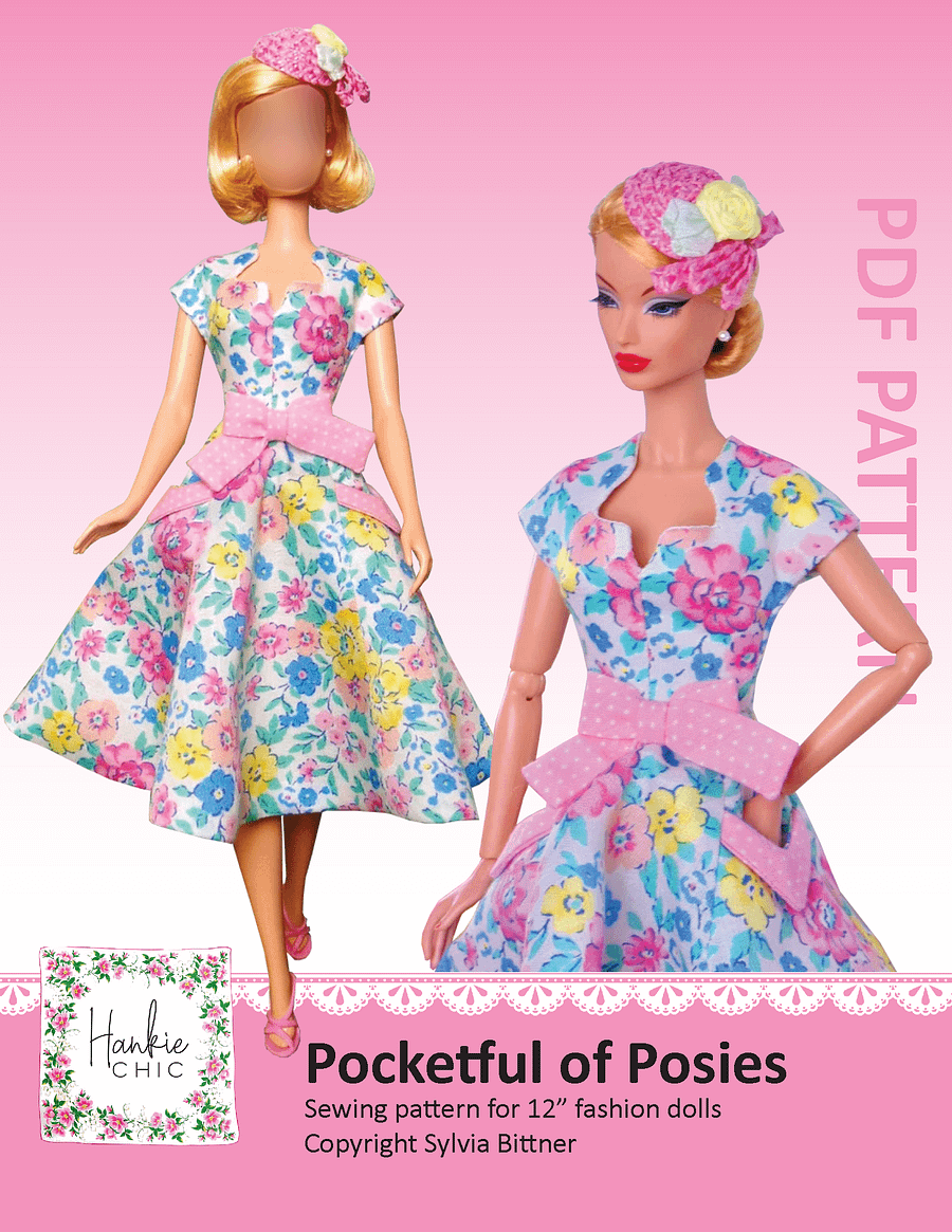 Pocketful of Posies sewing pattern for 12" fashion dolls product image (1)
