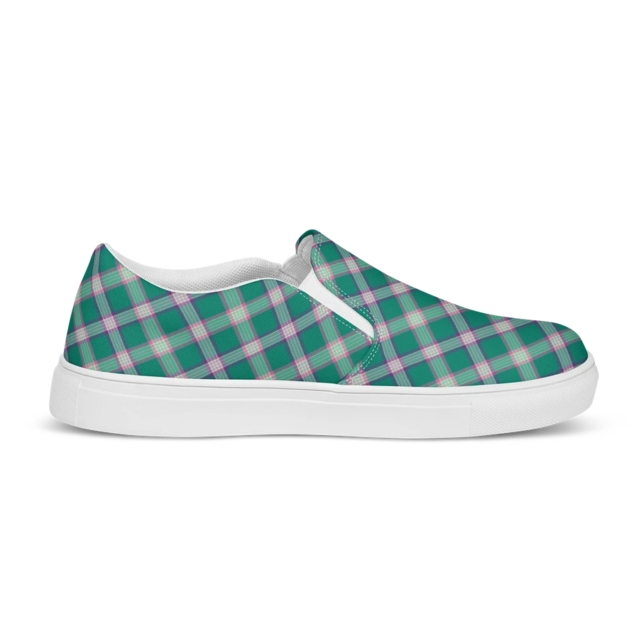 Emerald Green and Purple Plaid Women's Slip-On Shoes product image (5)