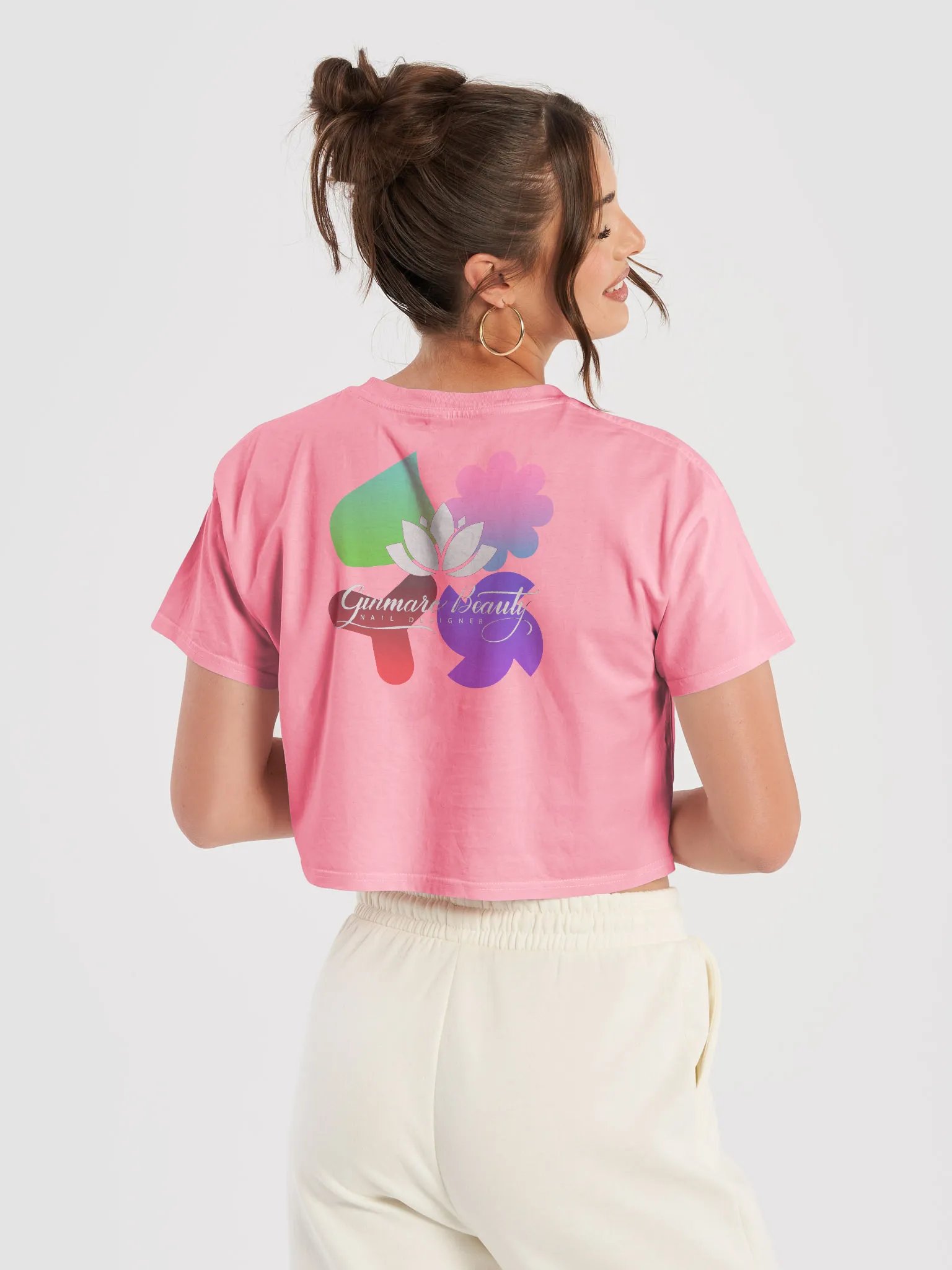 Lotus Bloom Women's Crop Top white product image (33)