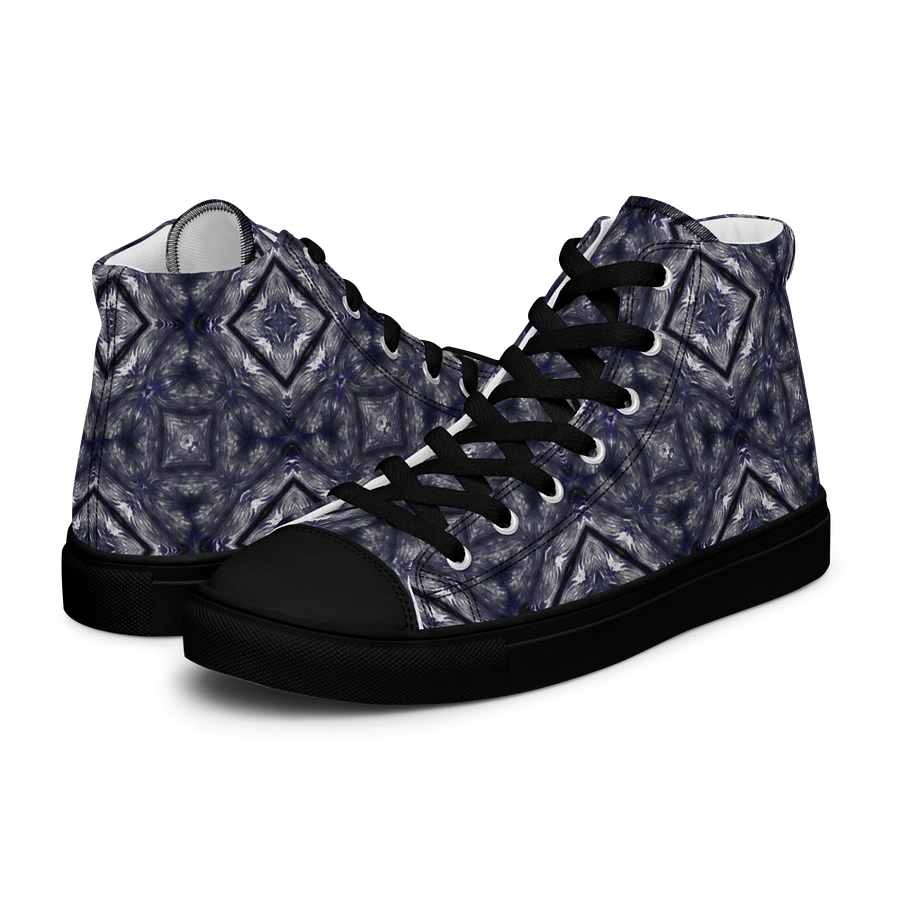 Abstract Dark Monochrome Diamond Men's Black Toe Canvas Shoe High Tops product image (15)