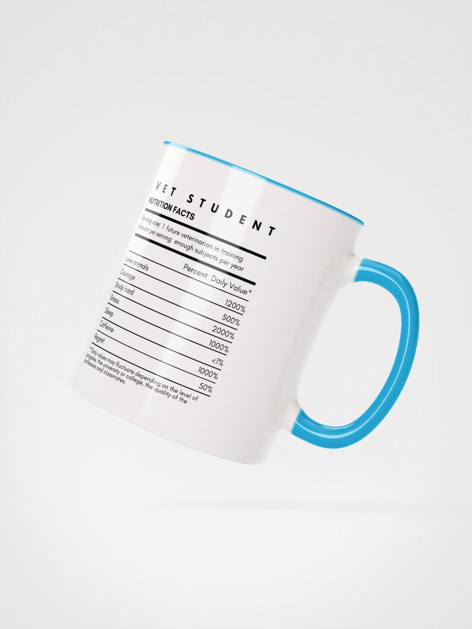 "Vet Student Nutrition Facts" Ceramic Mug with color inside product image (3)