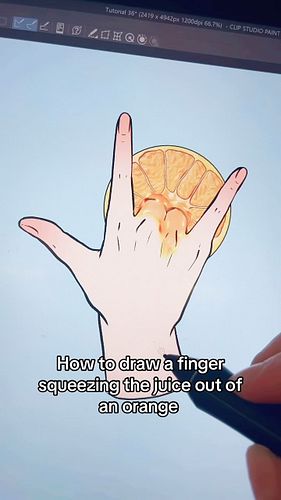 How to draw a hand squeezing the juice out of an orange ❤️🥰 #digitalart #digitalartist #arttutorial #clipstudiopaint #howtodr...