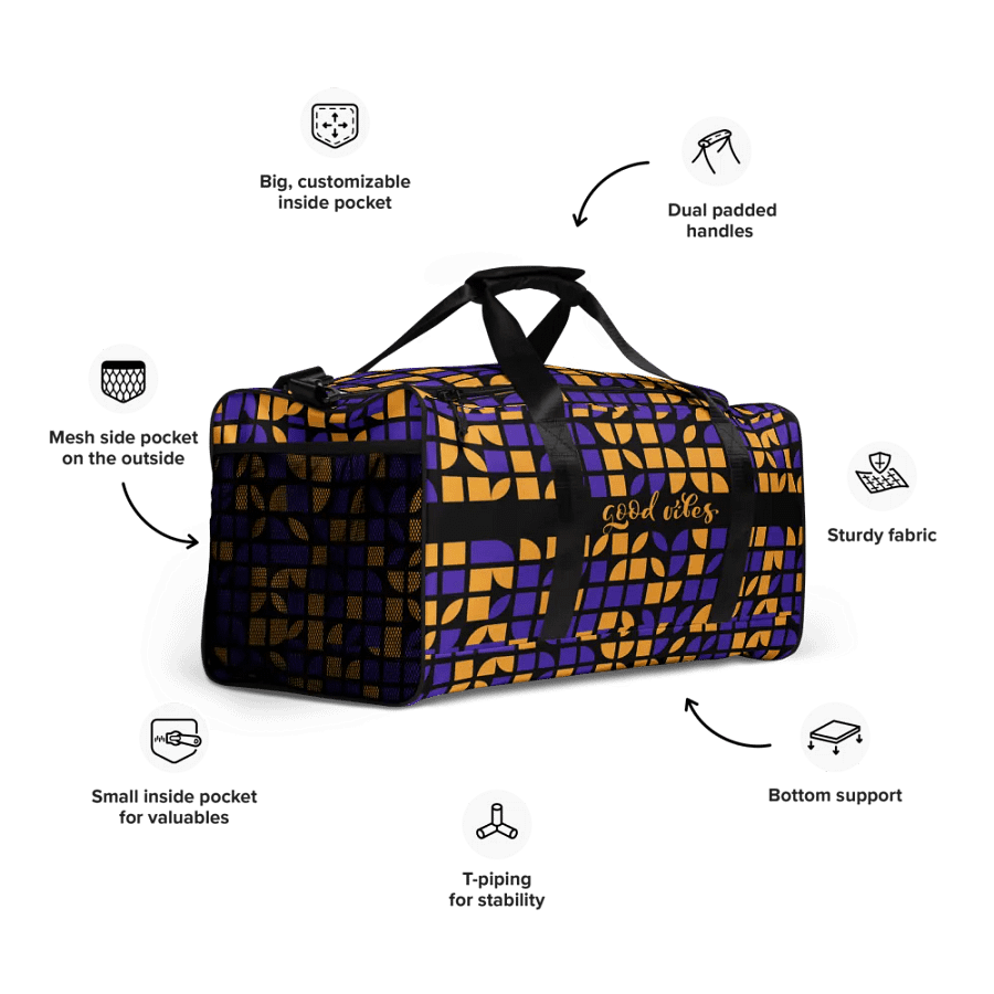 GOOD VIBES BLACK-ORANGE Duffle Bag product image (10)