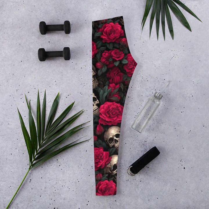 Leggings – Skulls and Roses Print for Edgy & Bold Style product image (2)