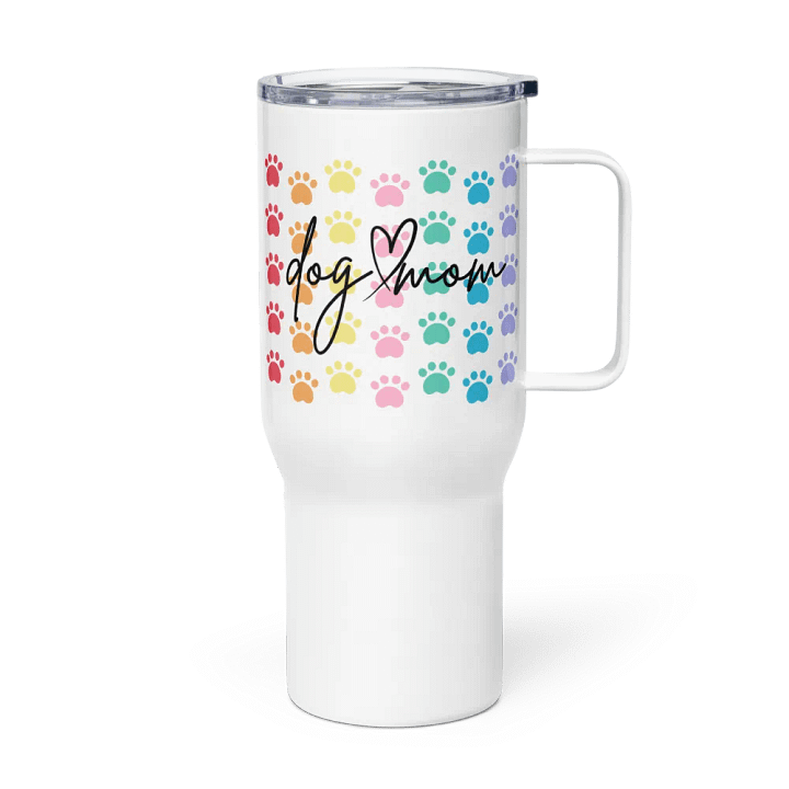 Dog Mom Colorful Paws 25 oz Travel Mug Drink Cup product image (1)
