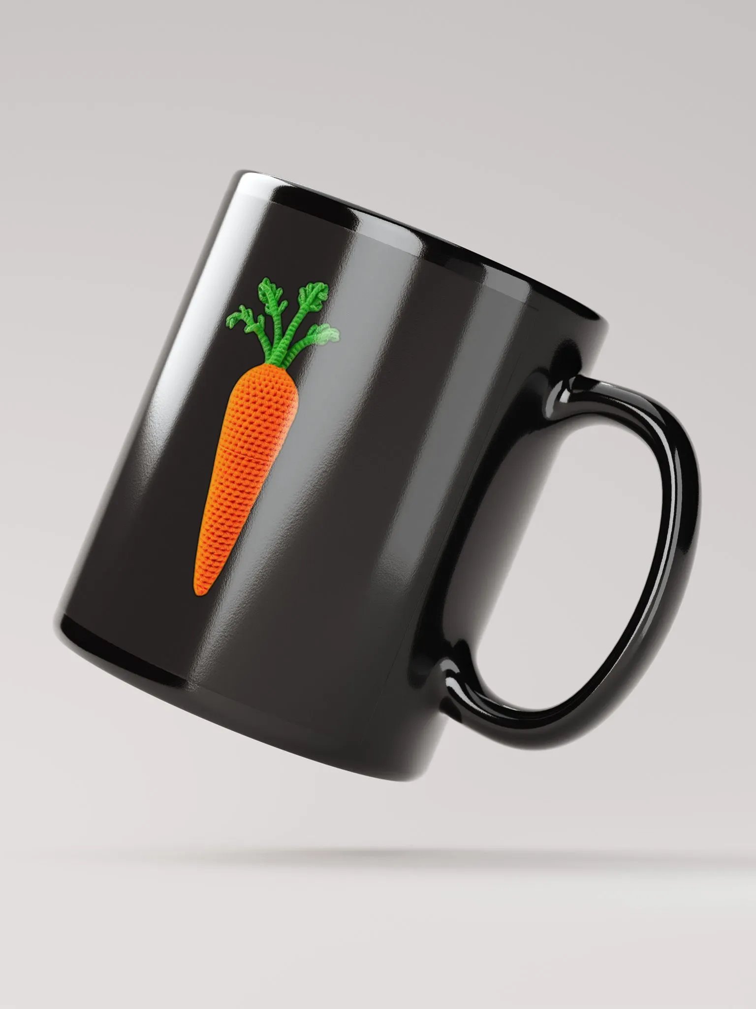 CozyAvocado Black Glossy Mug Crochet Carrot #1 product image (2)
