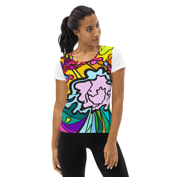 Vibrant Swirls Women's Athletic Tee - Wave at Sunset product image (1)