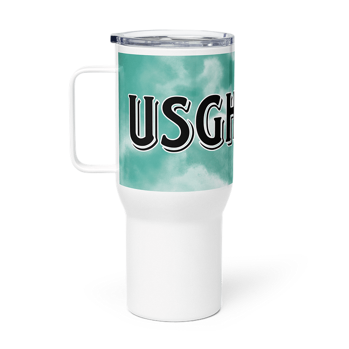 Z's Usghostz Nametag Large Tumbler With Handle Teal Marble. product image (1)