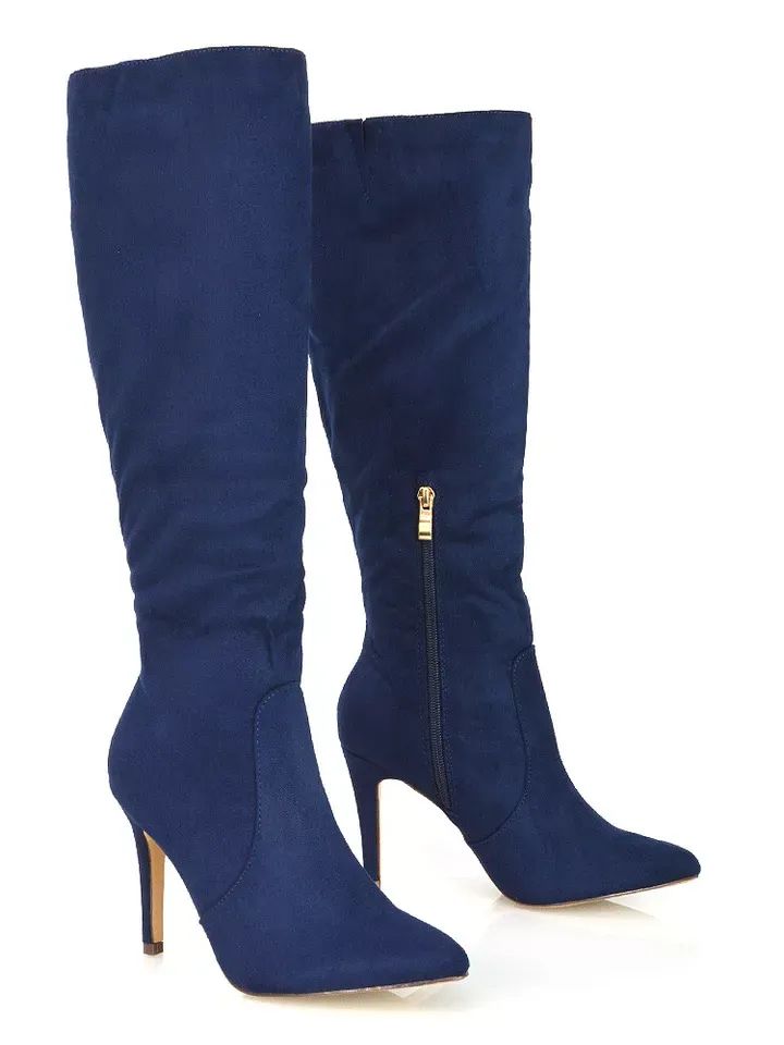 Womens Knee High Boots Ladies Pointed Toe Stiletto Heel Party Formal Long Shoes product image (4)