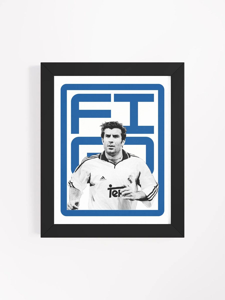 Luís Figo BW Real Madrid Name Art Framed Print product image (2)