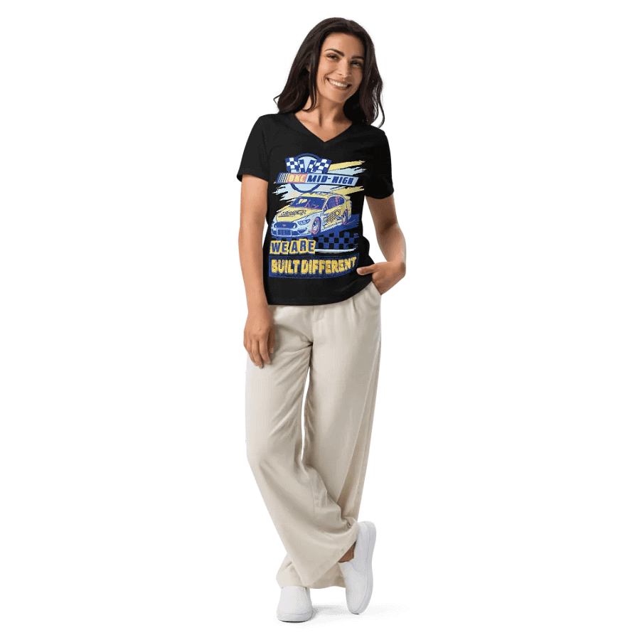 Retro Racing Chic V-Neck Tee product image (9)