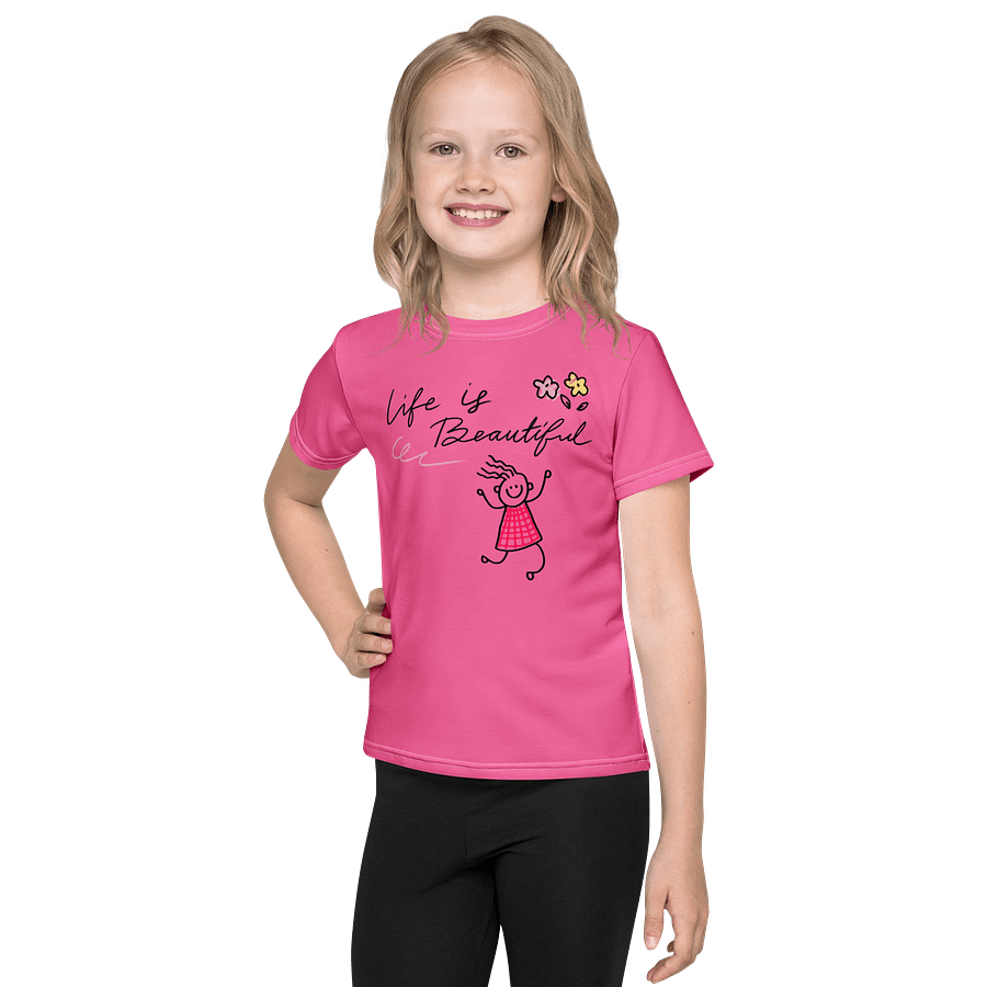 Life is Beautiful Doodle Girl Fuchsia Tee product image (1)