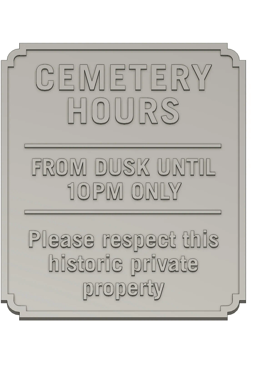 Cemetery Hours Sign 3D Model product image (1)