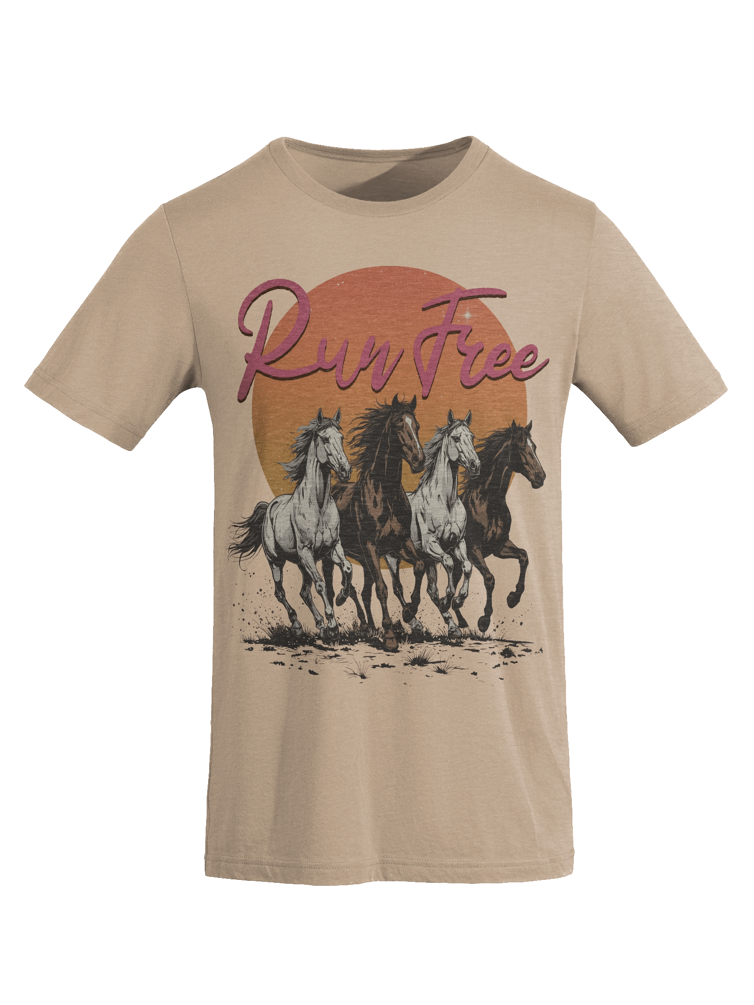 The "Run Free" Retro Horses Triblend T-shirt product image (22)